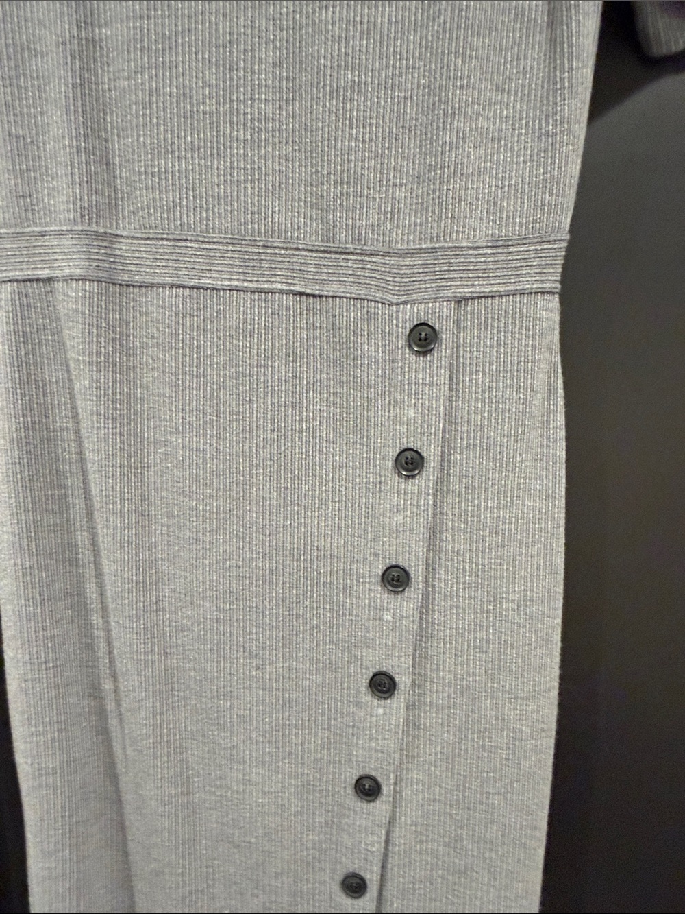 LOFT Gray Ribbed Button-Front Maxi Dress - Picture 4 of 6